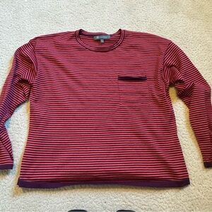 Title Nine Synergy Pink Purple Striped Pullover Boxy Sweater Womens Large